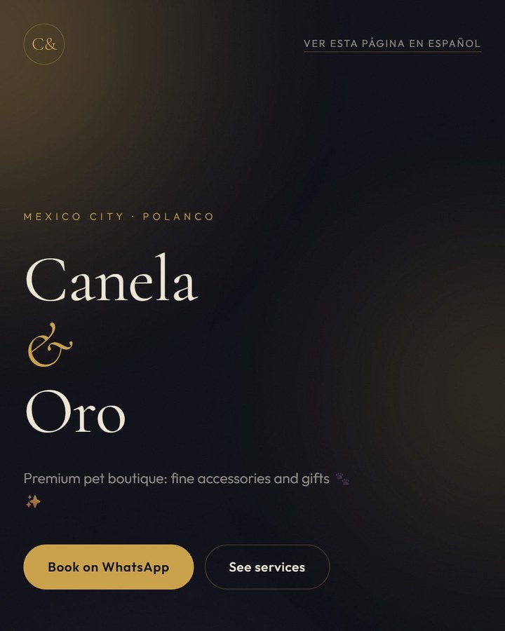 Pet business card in the Black Gold style